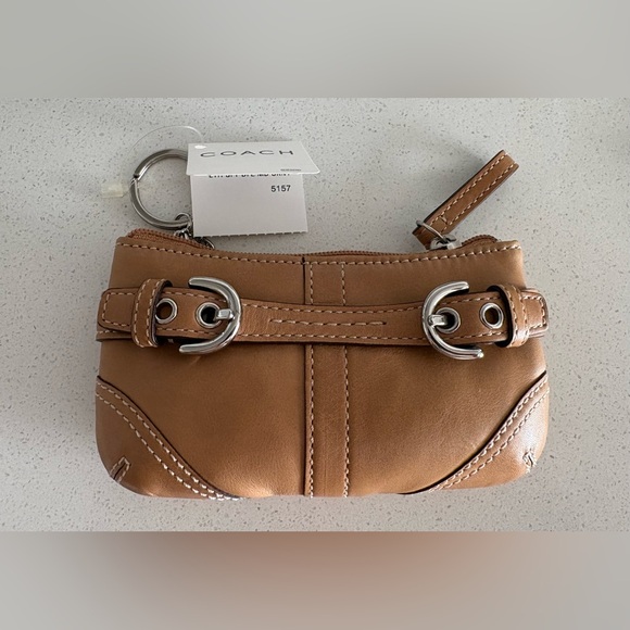 Coach Y2K Soho Beige leather Coin Purse keychain New with tags - Picture 1 of 12